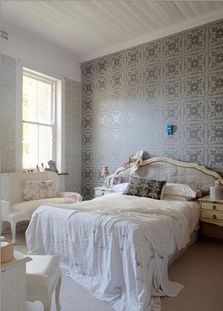 浪漫精致现代风卧室背景墙设计效果图