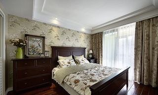 优雅古典美式卧室花色背景墙装饰