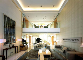 优雅时尚现代 复式挑高客厅效果图