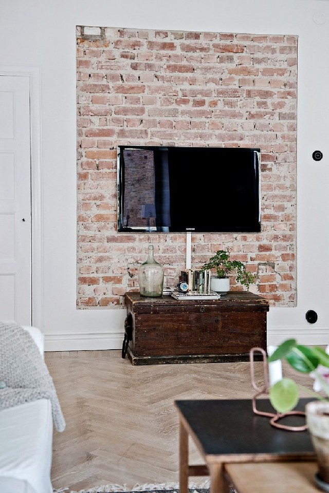 砖砌电视背景墙效果图图片