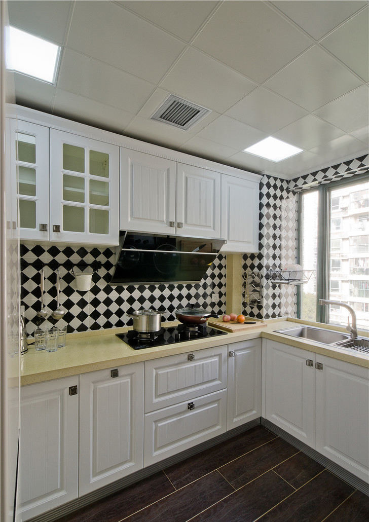 黑白复古波普风地中海厨房设计