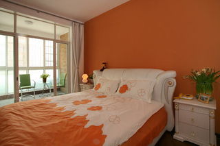 活力绽放时尚现代卧室橙色背景墙装潢图