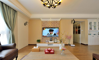 美式客厅 文化砖电视背景墙设计
