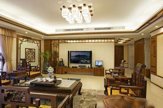优雅中式新古典客厅电视背景墙设计