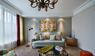 清新文艺美式风格客厅沙发背景墙装饰