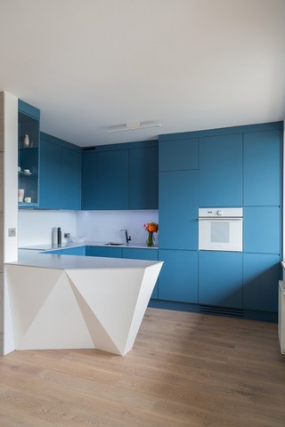蓝色创意现代厨房艺术感吧台设计