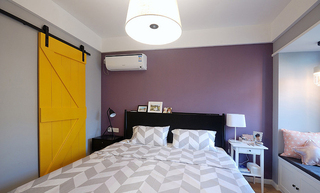 优雅简约卧室紫色背景墙装饰图