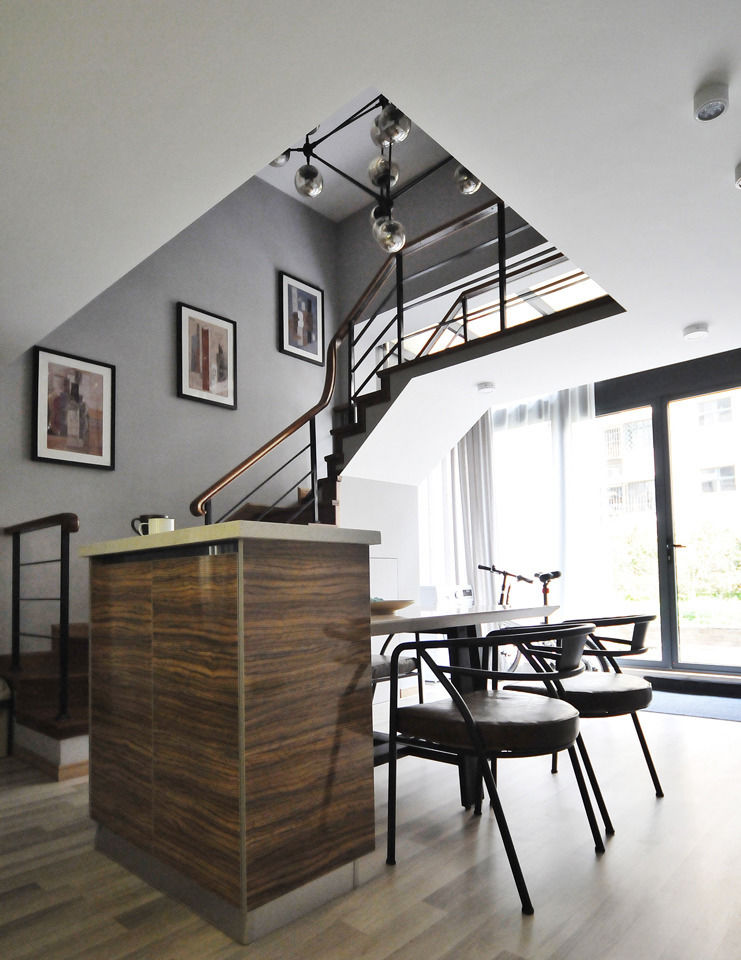 楼梯,吧台,现代,咖啡色,黑色