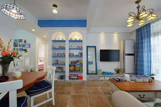 蓝白清凉地中海装饰风格公寓室内装潢美图欣赏