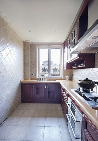 经典美式厨房L型实木橱柜设计大全
