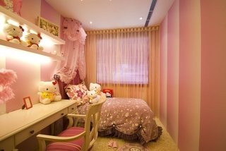 现代粉色可爱儿童房装饰图