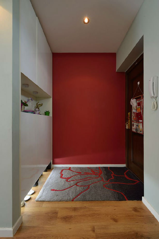 时尚现代设计家居玄关红色背景墙装饰效果图