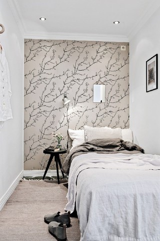 浪漫森系北欧风格卧室背景墙装潢设计