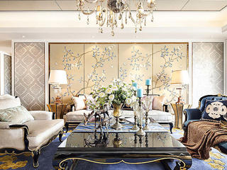 精致唯美欧式客厅沙发背景墙装饰图