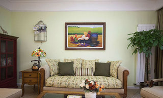 复古乡村地中海风格客厅沙发装饰画效果图