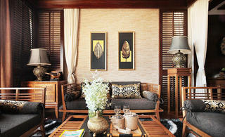 东南亚设计客厅沙发背景墙效果图