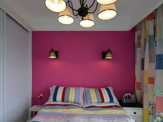 绚丽玫红现代风格卧室背景墙设计