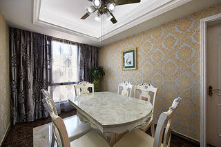 欧式古典奢华餐厅窗帘装饰效果图