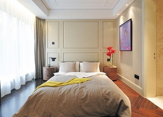 时尚现代设计卧室床头背景墙装修图