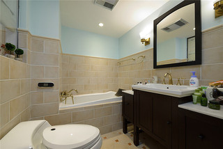 经典复古美式卫生间带浴缸设计