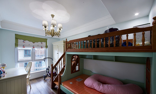 古朴美式装修风格儿童房上下铺床装饰图