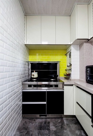 清新简约宜家风厨房柠檬黄背景墙设计