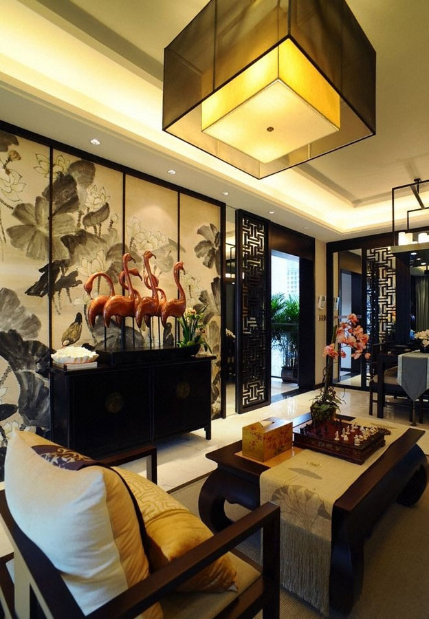 客厅,背景墙,中式,白色,米色,黑色