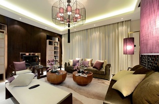 时尚浪漫简约新中式客厅装饰效果图