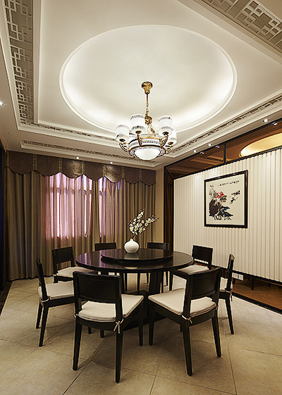 餐厅,吊顶,中式,新古典,米色