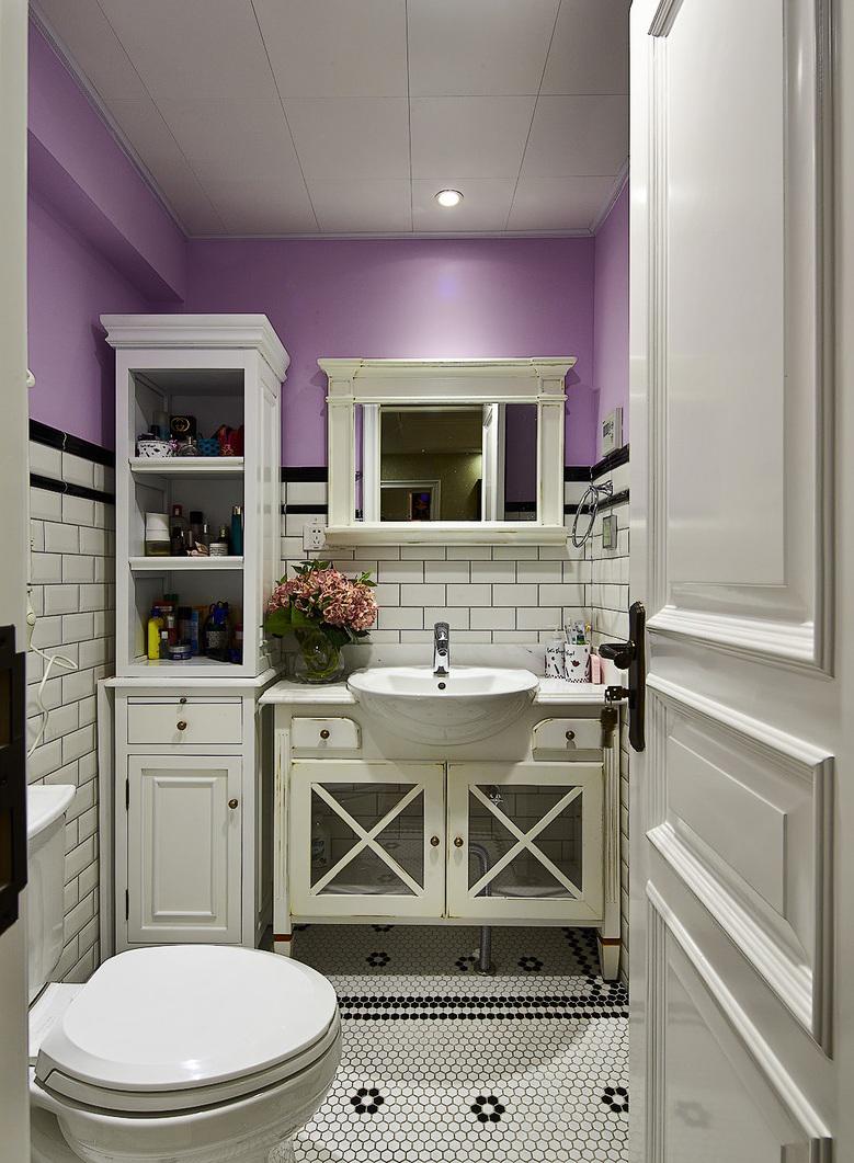 唯美浪漫紫色美式新古典卫生间墙面设计