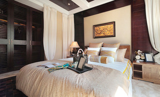 优雅浪漫东南亚设计卧室床头背景墙设计