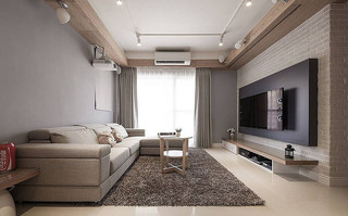 浅咖啡色实木简约装修客厅电视背景墙设计