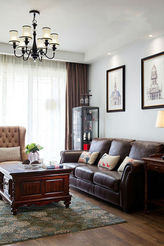 沉稳复古美式设计客厅沙发装饰效果图
