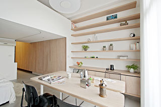 清新松木简约北欧风格餐厅置物架设计
