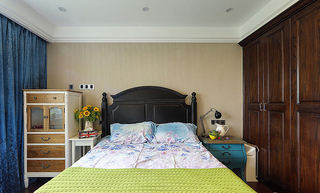 复古简约美式卧室背景墙设计效果图