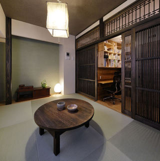 古朴简洁日式风格家居室内灯饰布置图