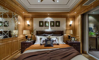 奢华精致复古美式卧室实木背景墙装饰