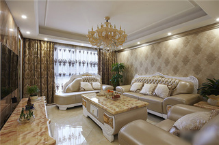 优雅香槟金简欧风格客厅沙发背景墙装饰