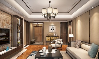 新中式装修设计三居室客厅装饰欣赏图