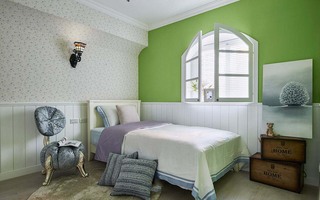 绿色清新地中海家居卧室拱形窗户设计