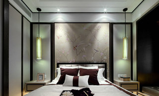 新中式风格卧室床头背景墙设计