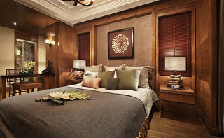 优雅浪漫东南亚设计卧室背景墙装饰