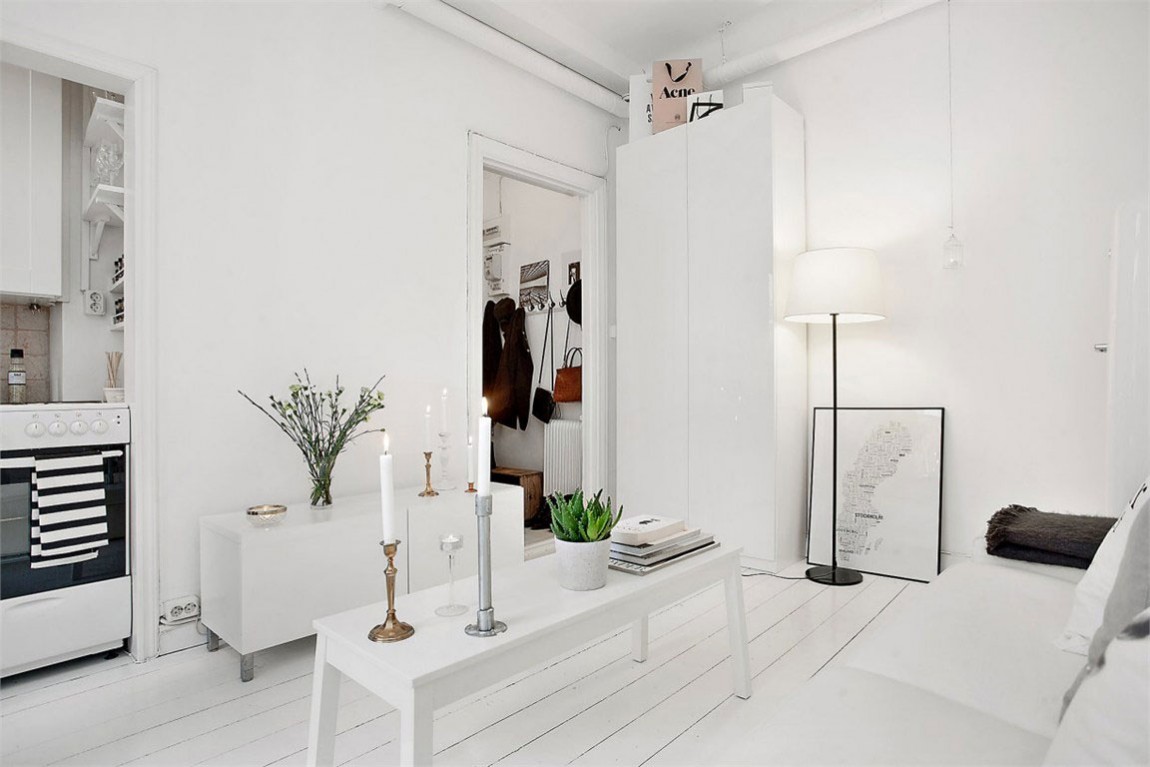 白色极简北欧小户型客厅设计装修图