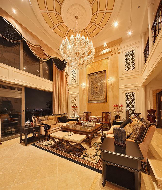 古典奢华大气欧式风格别墅挑高客厅设计装修图