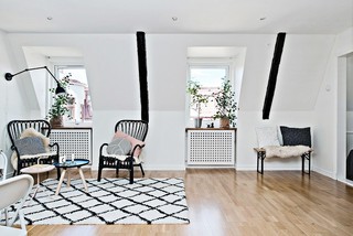 黑白简约时尚北欧客厅小窗户设计图
