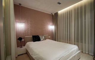 温馨皮粉色简约美式风格卧室背景墙设计