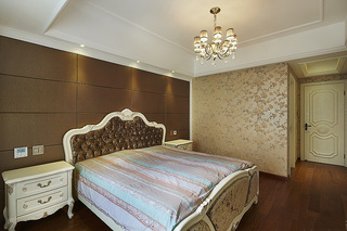 金色欧式新古典卧室印花隔断装饰