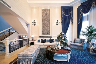 唯美浪漫地中海风格别墅客厅背景墙装饰