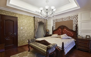 古典欧式风格卧室窗帘隔断设计装修图