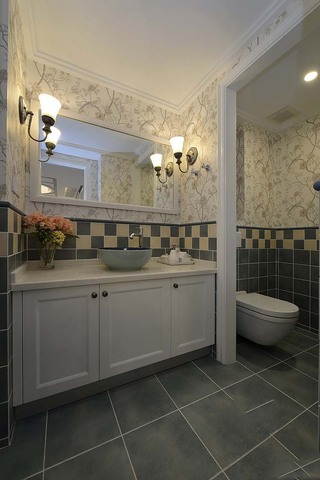 优雅浪漫复古美式家居卫生间洗手台装饰